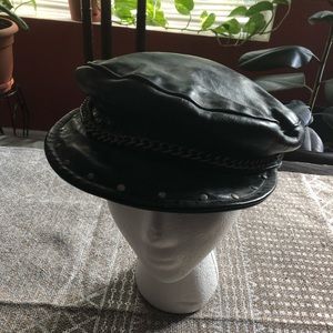 Leather biker hat